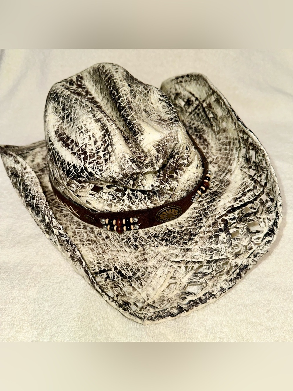 Bullhide Run A Muck Watch Snake Print Straw Cowboy Hat Festival Size S